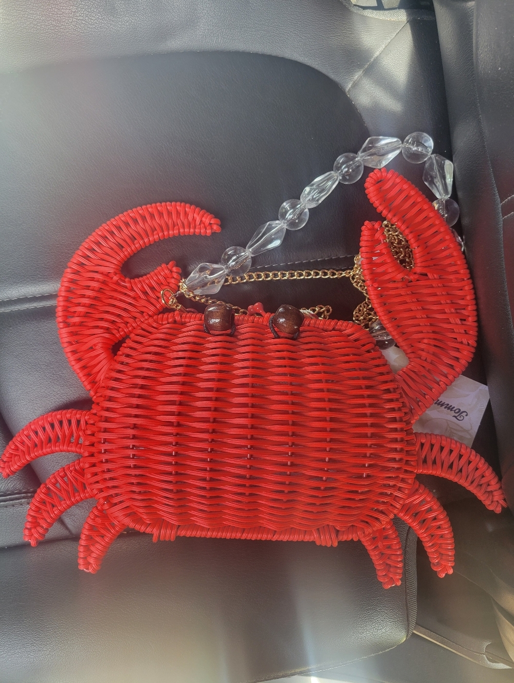 NWT Tommy Bahama Red Crab Purse W/Gold Chain Clear Bead Strap Heart = Sale Price - Picture 3 of 3